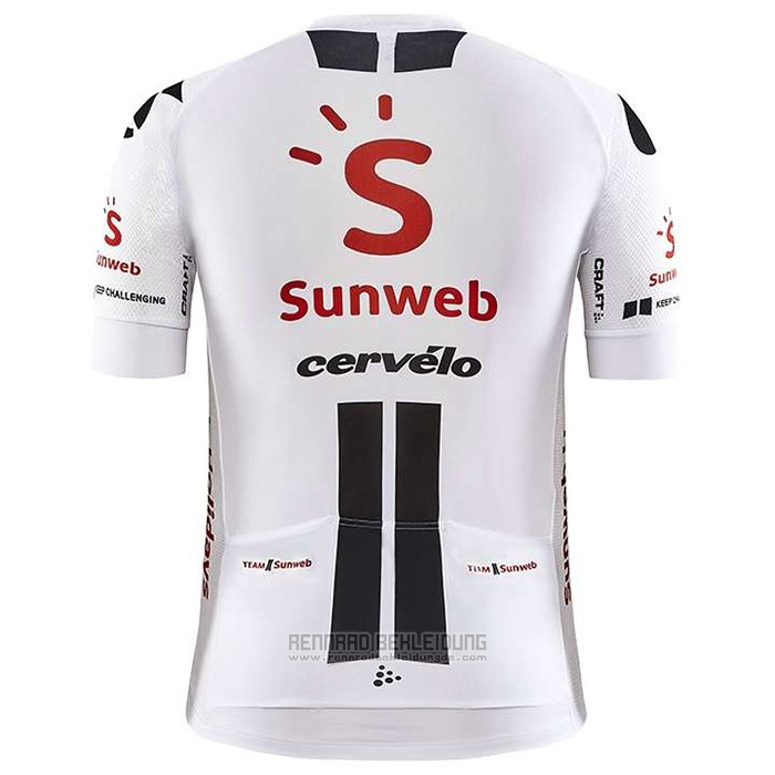 2020 Fahrradbekleidung Sunweb Wei Trikot Kurzarm und Tragerhose - zum Schließen ins Bild klicken